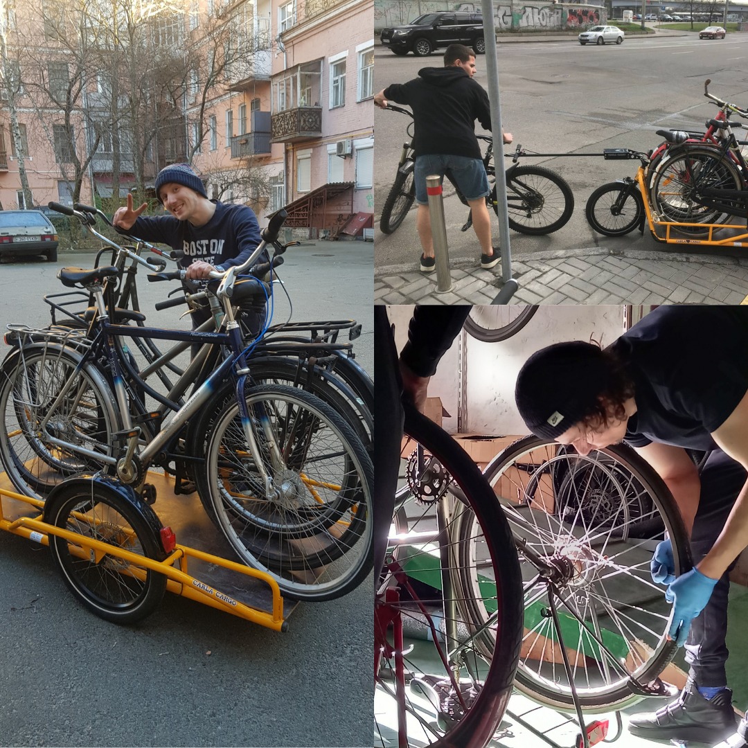 repairing bicycles